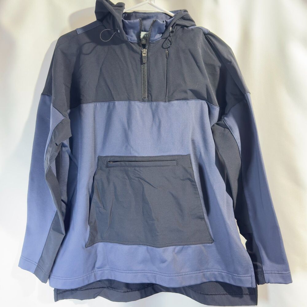 Title Nine Jacket Womens Small 1/4 Zip Pullover Blue Anorak Hooded Golf Nylon